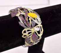 Incredible Highly intricate 6.00CTW Diamond, 3.00CTW Tanzanite, 1.5CTW Tourmaline & 1.5CTW Gamet  Bracelet in Sterling Silver