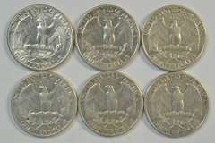 Six (6) 1932-P Washington Quarters XF to  BU