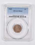 MS63 1862 Indian Head Cent PCGS