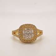 Sterling Silver/18kt Gold Plated CZ Engagement Ring