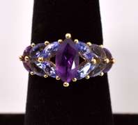 Amazing Amethyst and Iolite Ring in 14K Yellow Gold