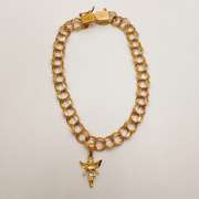 14kt Solid Yellow Gold Chain Bracelet with Charm