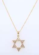 Fancy Yellow Gold Diamond Star of David Pendant on Chain