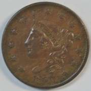 Choice Brown XF 1837 Coronet Head Large Cent