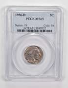 MS65 1936-D Indian Head Buffalo Nickel - Graded PCGS