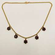 14kt Solid Yellow Gold Pendant Necklace with Garnets