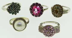 Sterling Silver Mixed Gemstone Rings Lot
