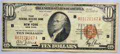 New York $10 1929 National Currency Note