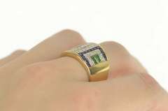 18K Yellow Gold 4.29 Ctw Diamond Ruby Sapphire Statement Ring