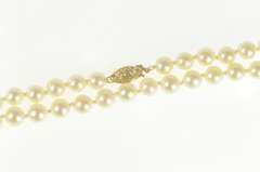 14K Yellow Gold 6.5mm Pearl Strand Classic Statement Necklace