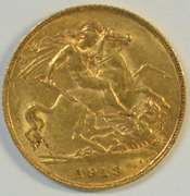 Lustrous Gem BU 1913 Great Britain Gold Half Sovereign