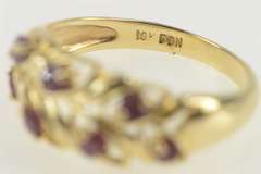 10K Yellow Gold Ruby Inset Leaf Vine Statement Band Ring