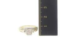 10K Yellow Gold Squared Oval Cluster Diamond Statement Ring