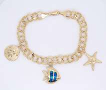Incredible Yellow Gold Charm Bracelet with 3 Charms