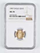 MS70 1987 $5 American Gold Eagle 1/10 Oz .999 Gold NGC Wrong Label