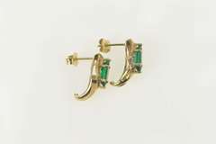 10K Yellow Gold Marquise Syn. Emerald Diamond Accent Earrings