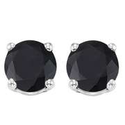 1.37 CT GENUINE BLACK SAPPHIRE 10KT SOLID GOLD EARRINGS STUD
