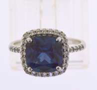 Sterling Silver Cushion Cut Purple Spinel Ring