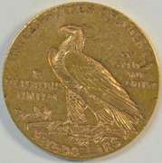 Rare key date 1910-S US $5 Indian Gold Piece in AU.