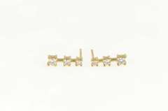 14K Yellow Gold 0.46 Ctw Diamond Tiered Bar Statement Earrings
