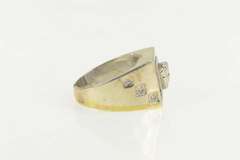 14K Yellow Gold Diamond Squared Medusa Greek Myth Ring