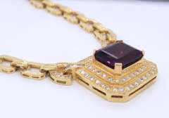 Unconvetional 18kt Amethyst and Retro Diamond Necklace