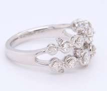 Charming White Gold 2 Row Round Brilliant Cut Diamond Band