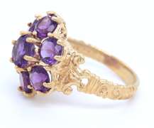Charming Yellow Gold Flower Style Amethyst Ring