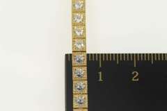 14K Yellow Gold Classic Squared Round Cut CZ Tennis Bracelet
