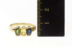 10K Yellow Gold 1.48 Ctw Yellow Blue & Green Sapphire Ring