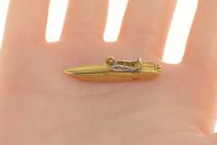 14K Yellow Gold 3D Two Tone Speed Boat Boating Charm/Pendant