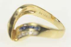 14K Yellow Gold 0.50 Ctw Diamond Sapphire Wave Twist Band Ring
