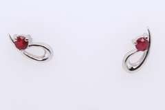 Cute White Gold Ruby Earrings