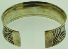 Sterling Silver Wide Curved Woven Cuff