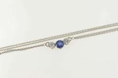 18K White Gold 1.07 Ctw Natural Sapphire Diamond Accent Necklace