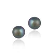 Sterling Silver Freshwater Cultured 8-8.5mm Peacock Pearl Stud Earrings