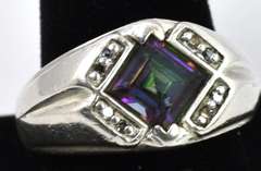 Men's Mystic Topaz Ring With Diamond Accents