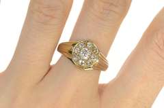 14K White Gold 0.90 Ctw Victorian Diamond Men's Antique Ring