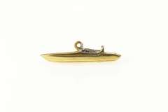 14K Yellow Gold 3D Two Tone Speed Boat Boating Charm/Pendant