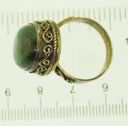 Sterling Silver Oval Green Stone Ring
