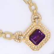 Unconvetional 18kt Amethyst and Retro Diamond Necklace
