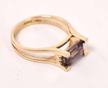 Precious Purple Gemstone and Diamond Ring in 14K Yellow Gold