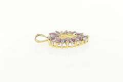 14K Yellow Gold Marquise Ruby Diamond Heart Love Symbol Pendant