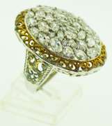 Sterling Silver Large Oval White Topaz Cluster Ring