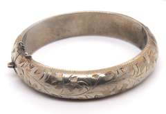 Vintage Sterling Silver Signed Bangle Bracelet