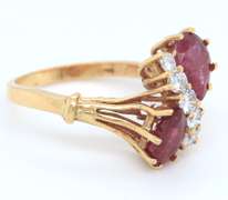 Charming 18kt Pear Shaped Ruby and Diamond Cocktail Ring