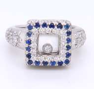 Incredible 18kt Pave Diamond and Sapp Floating Diamond Ring