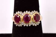 Radiant Ruby and Diamond Ring in 14K Yellow Gold