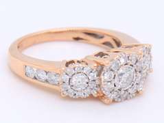 Majestic Rose Gold 0.75ctw Diamond Cluster Ring