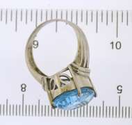 Sterling Silver large Oval Blue TopazRing